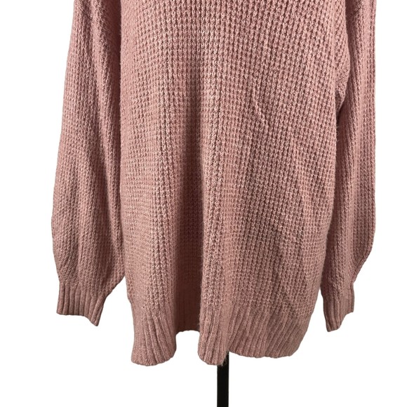 AMERICAN EAGLE PINK WAFFLE KNIT OVERSIZED V NECK TUNIC SWEATER MEDIUM - Picture 3 of 9